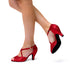 Sandali peep-toe da ballo rossi effetto glitterato con tacco 8 cm, Ultimi Numeri, SKU w021000418, Immagine 0